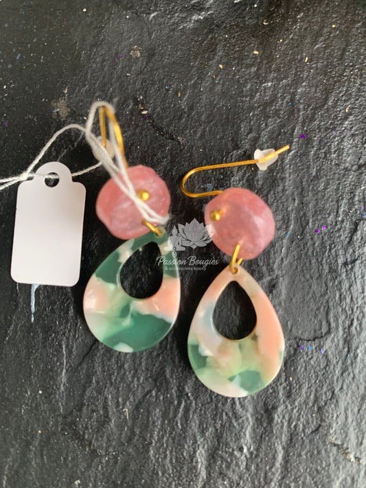 Boucles d’oreilles nacre colorée