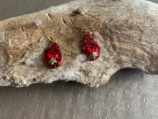Boucles d’oreilles noeud cloche de Noël
