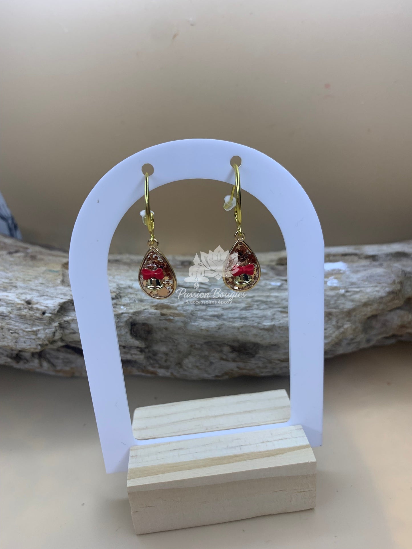 Boucles d’oreilles noeud cloche de Noël