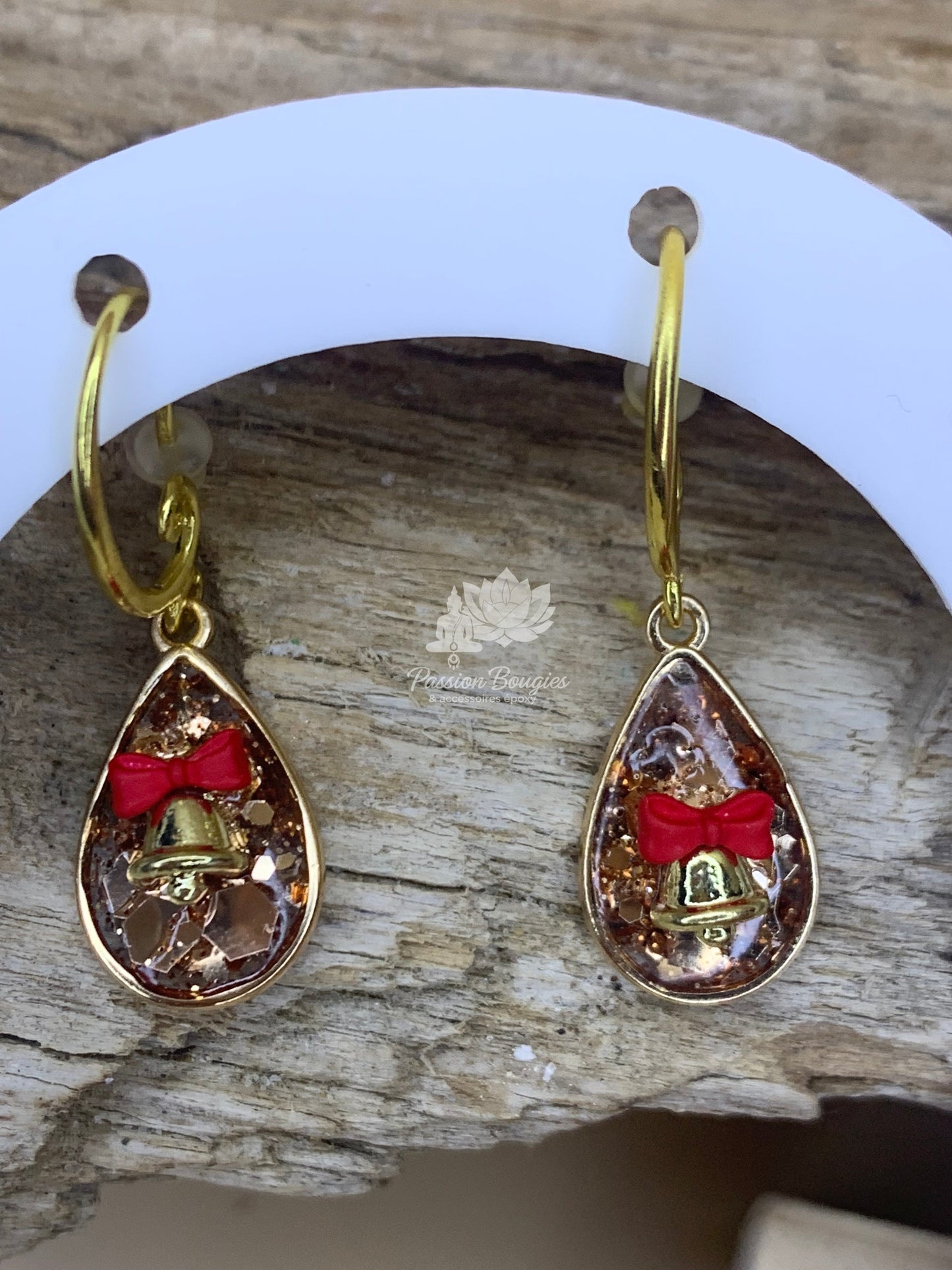 Boucles d’oreilles noeud cloche de Noël
