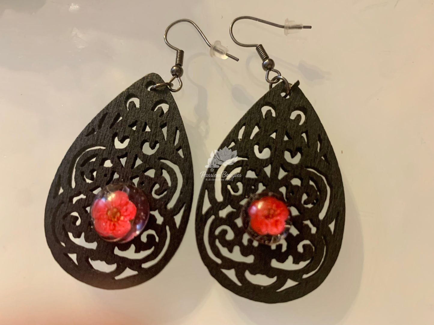 Boucles d’oreilles ornement bois