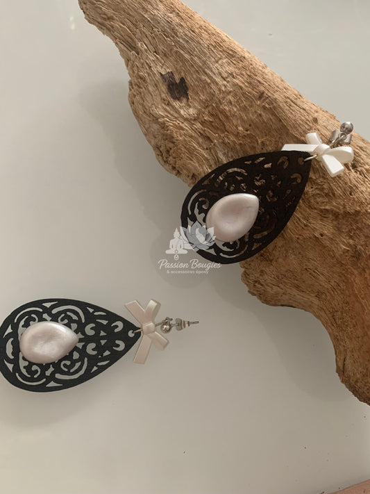 Boucles d’oreilles ornement bois
