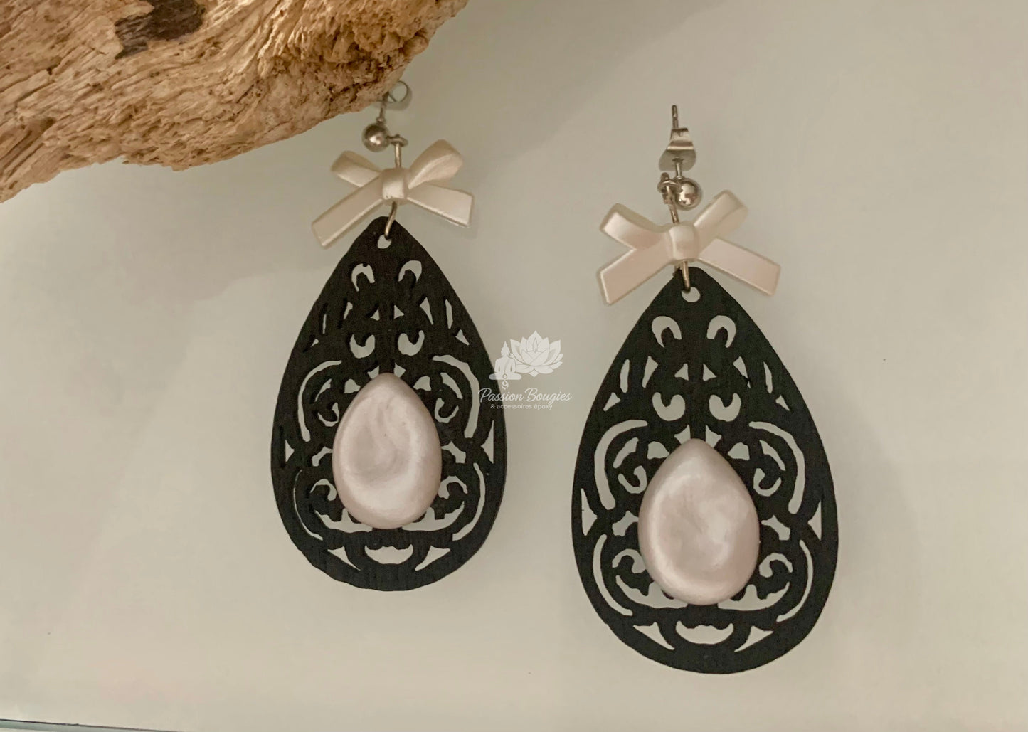 Boucles d’oreilles ornement bois