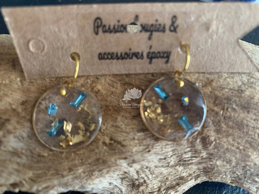 Boucles d’oreilles pendantes rondes avec strass colorés