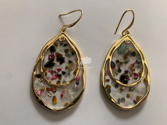 Boucles d’oreilles pendants pépites multi couleurs