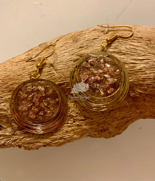 Boucles d’oreilles pépites rose clair