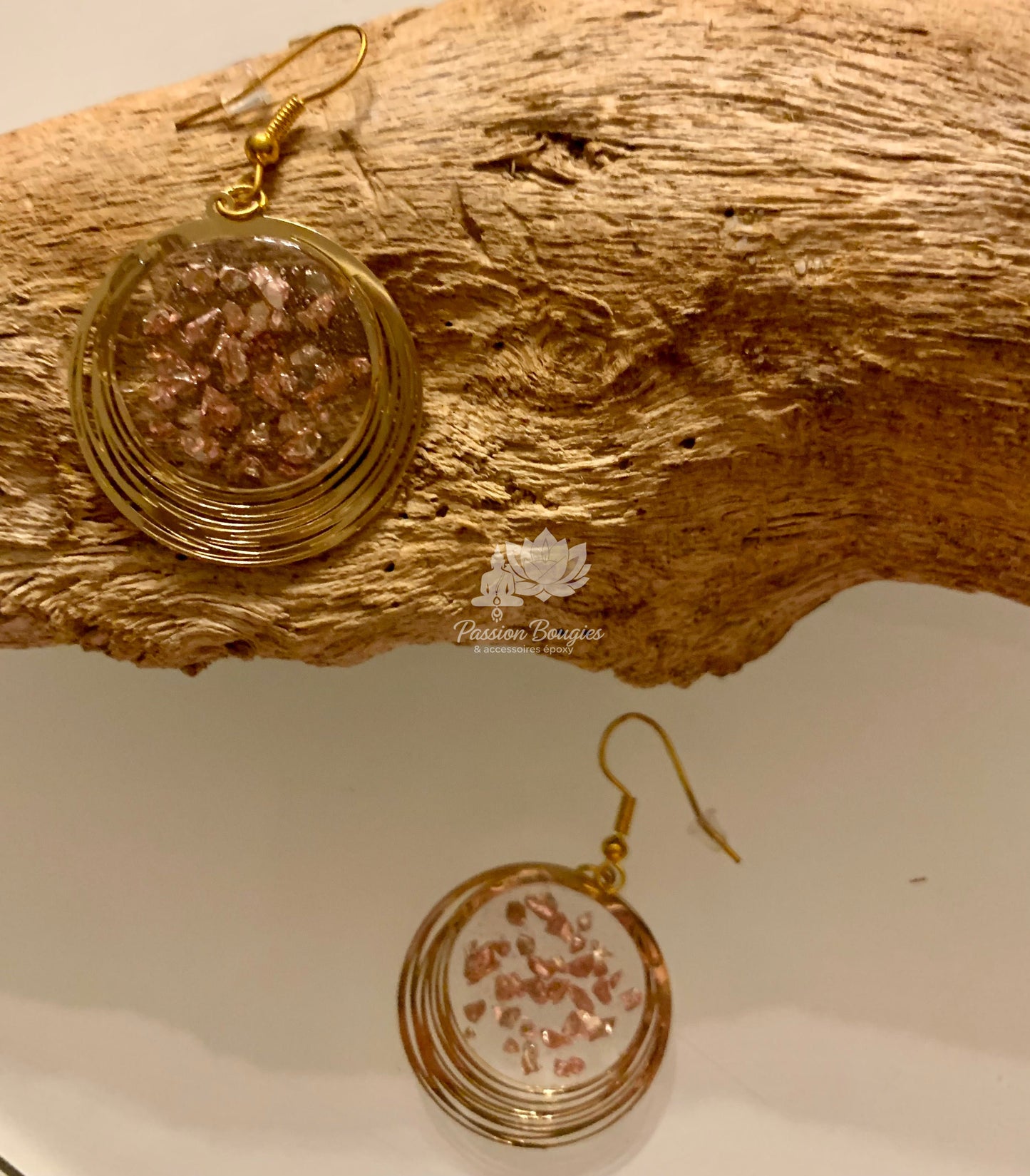 Boucles d’oreilles pépites rose clair