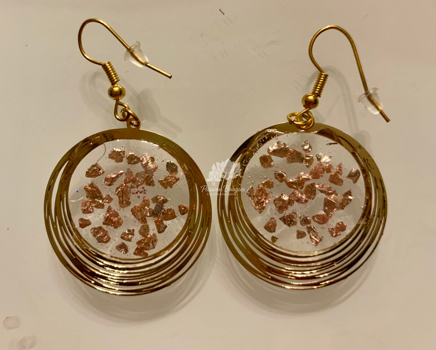 Boucles d’oreilles pépites rose clair