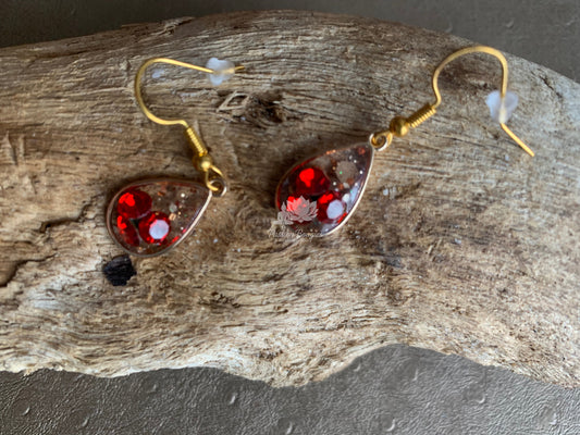 Boucles d’oreilles strass rouge