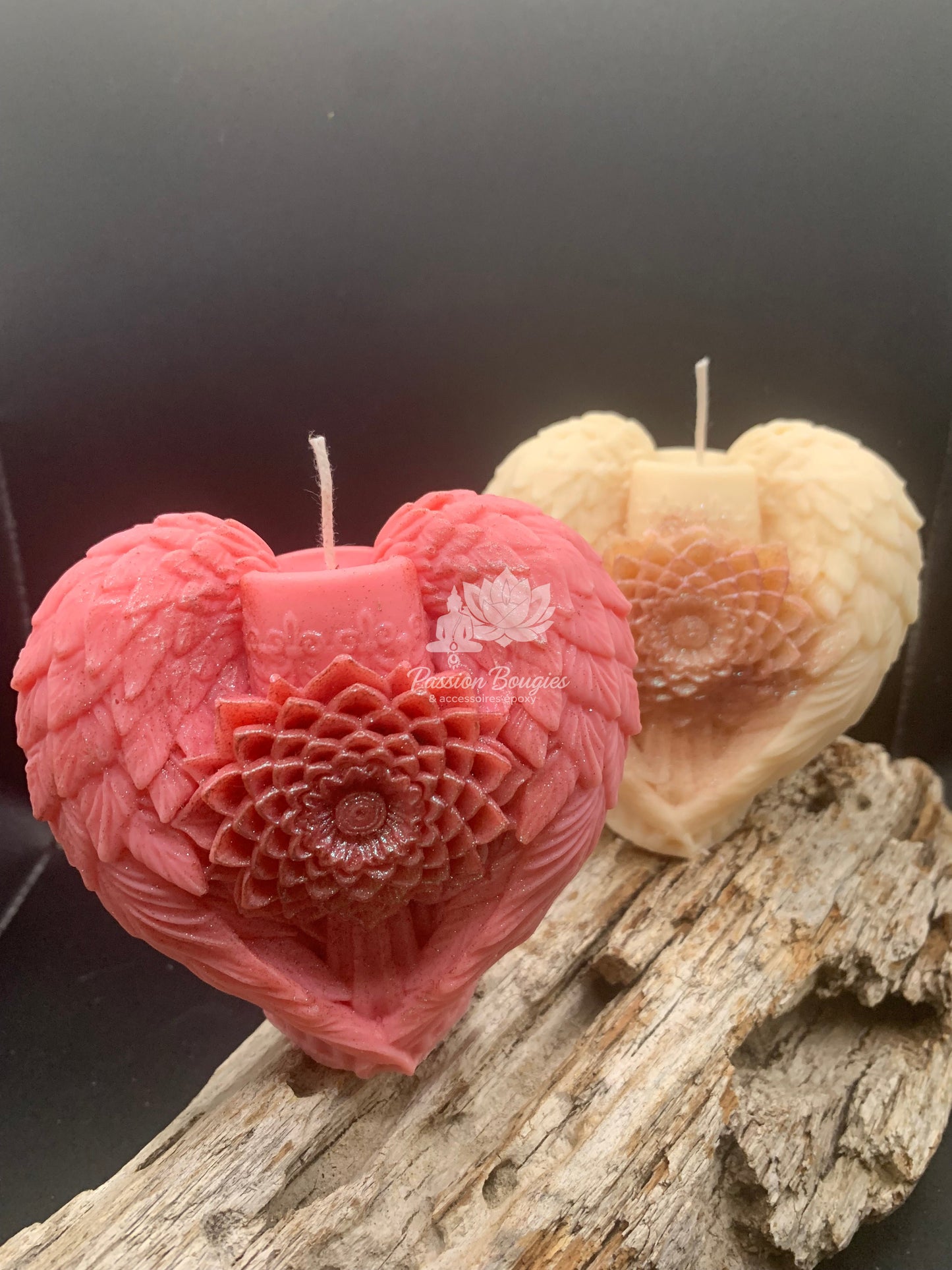 Bougie ailes d’anges florales