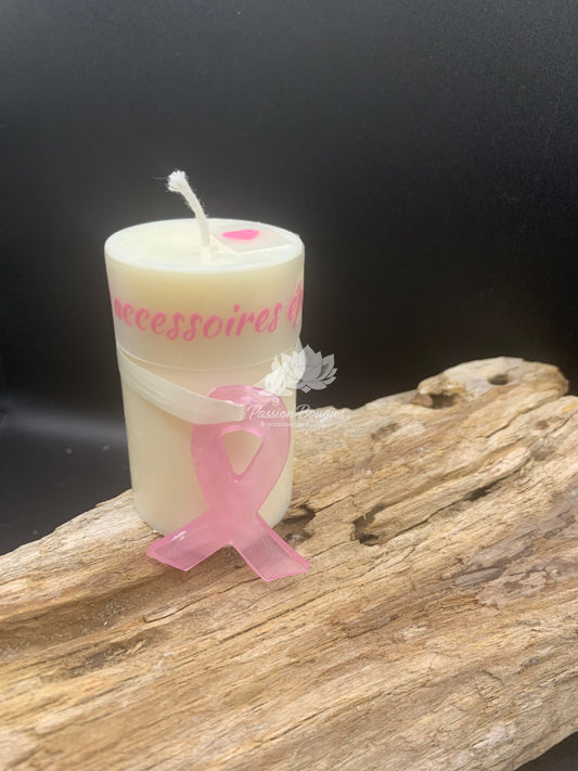 Bougie cylindrique - octobre rose