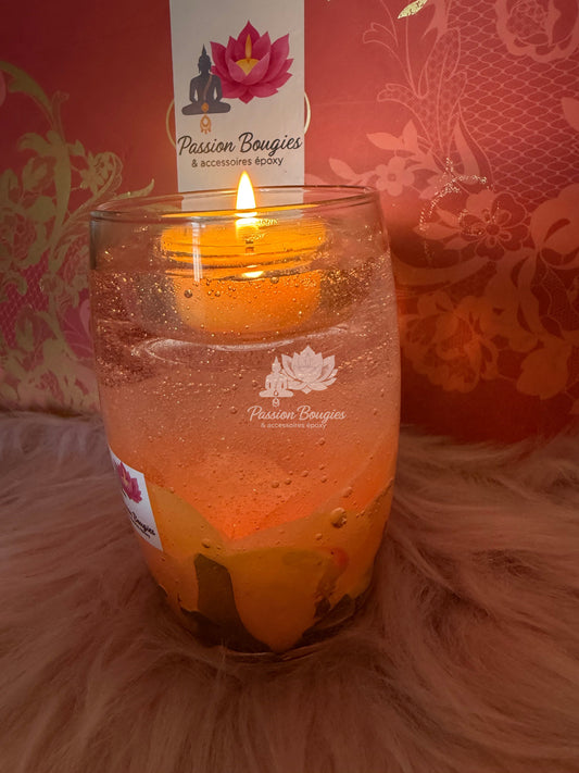 Bougie pailletée « la rose » gelée cristal