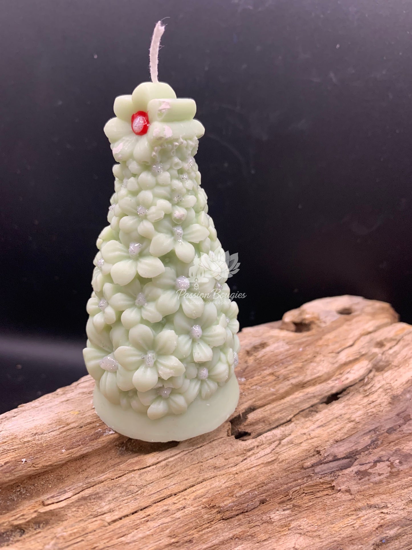 Bougie sapin de Noël à fleurs parfum sapin 🌿