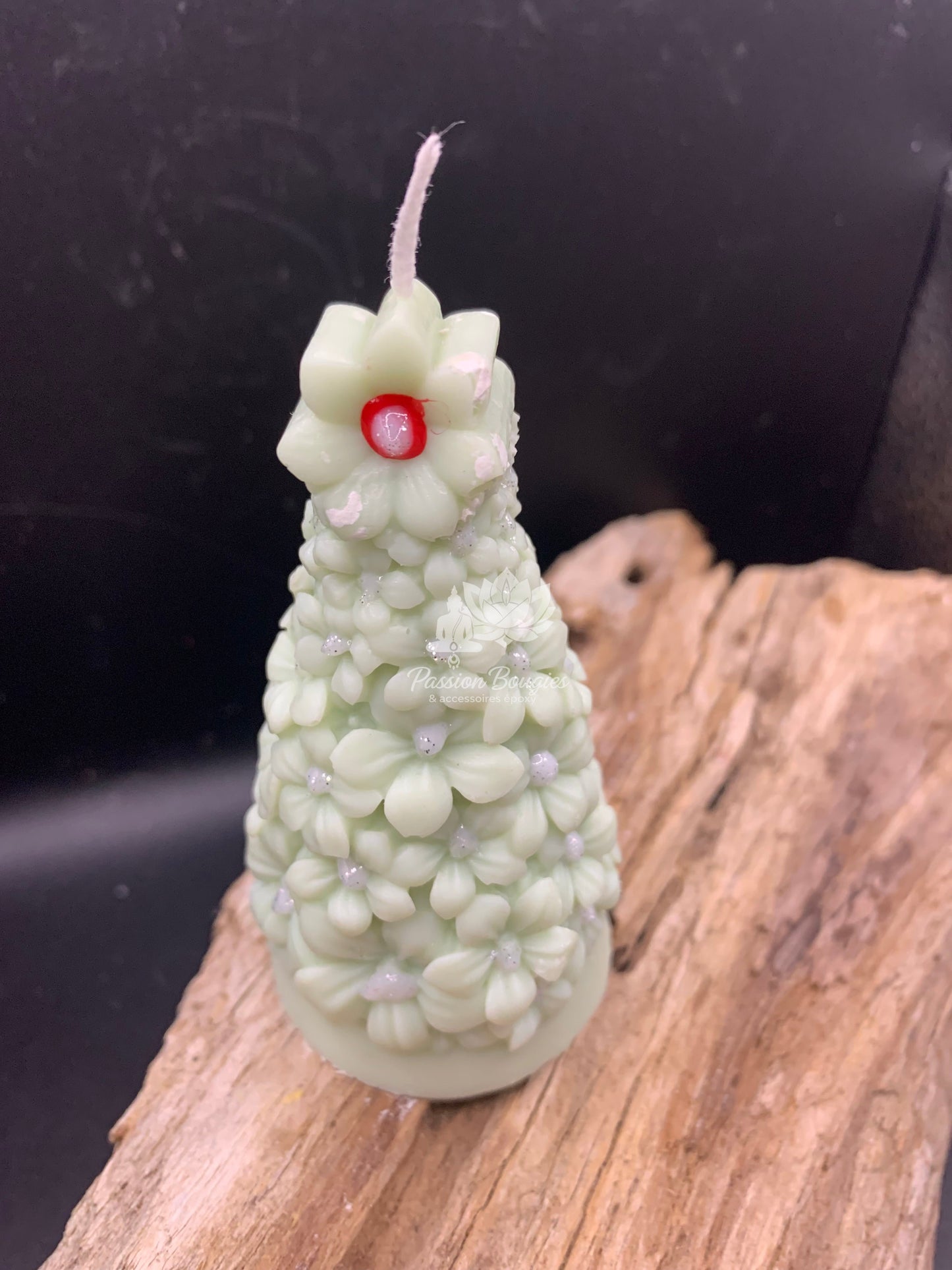 Bougie sapin de Noël à fleurs parfum sapin 🌿