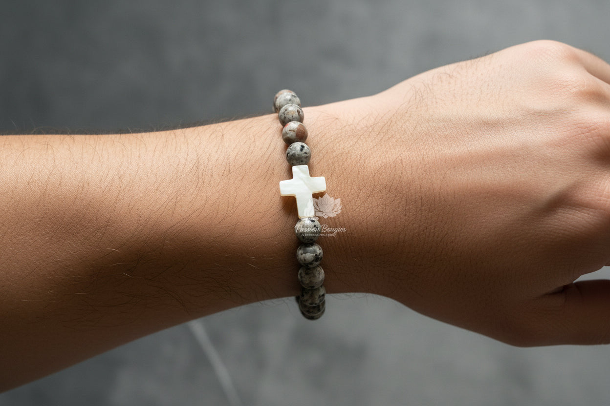 Bracelet en yooperlite, sigle croix