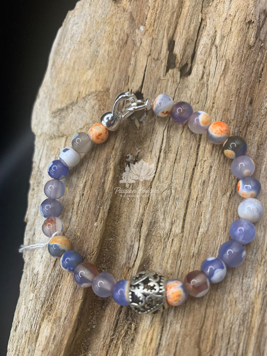 Bracelet agate orange bleu