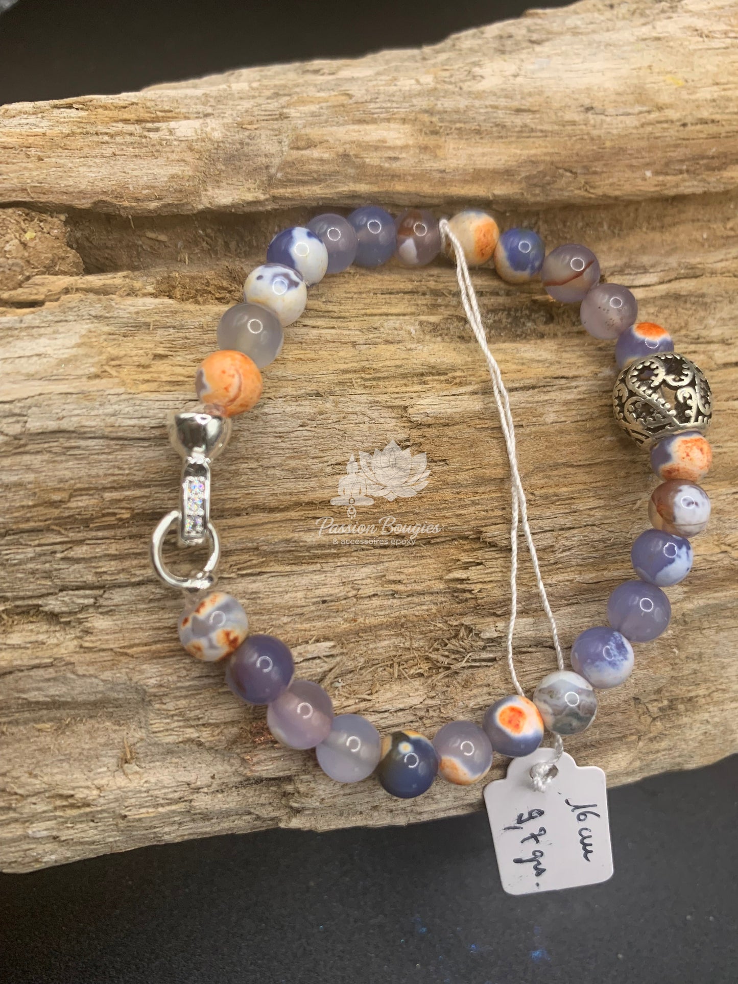 Bracelet agate orange bleu