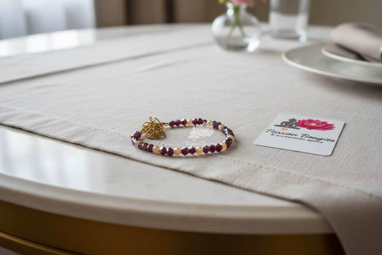 Bracelet cristal rouge grenat