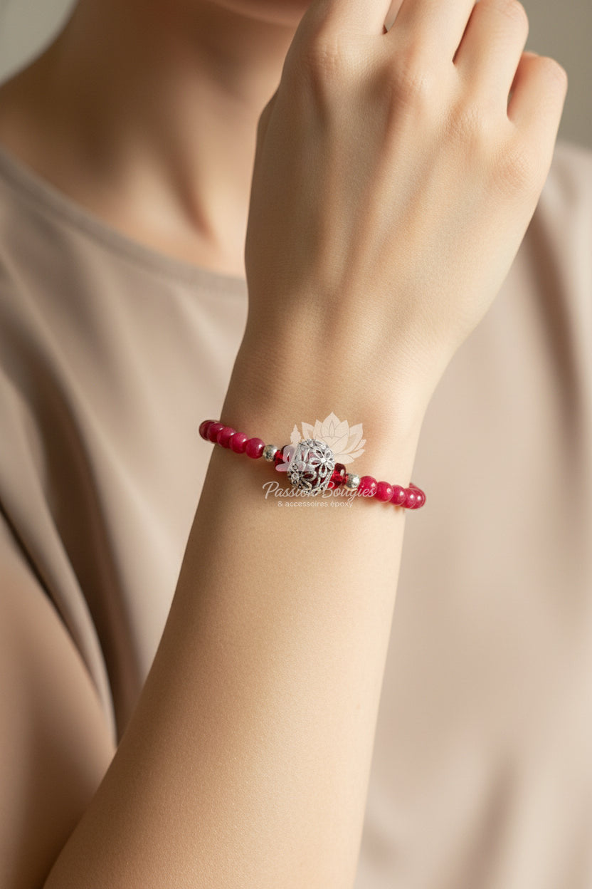 Bracelet en jade rouge, breloque