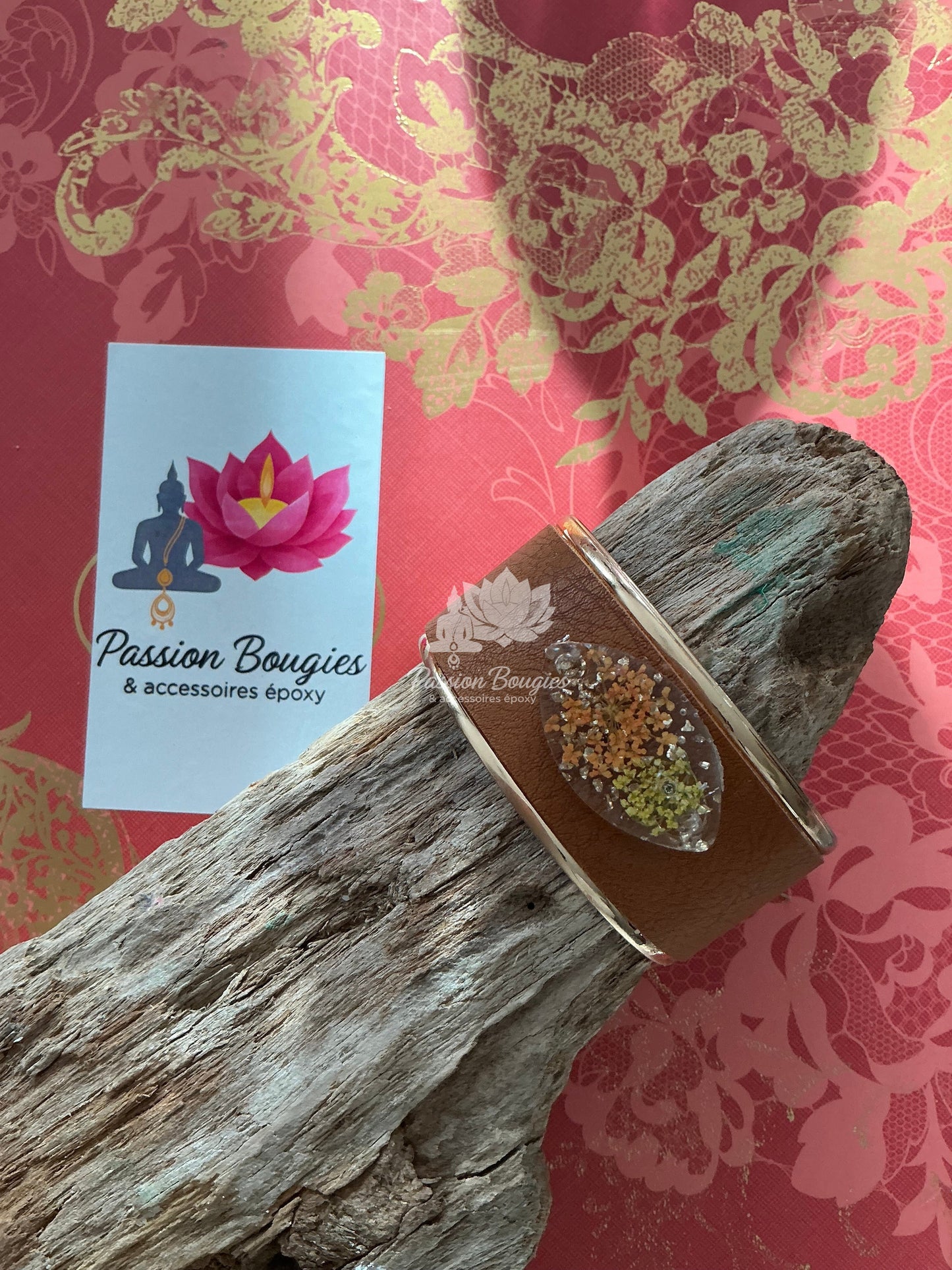 Bracelet grand jonc -  corail