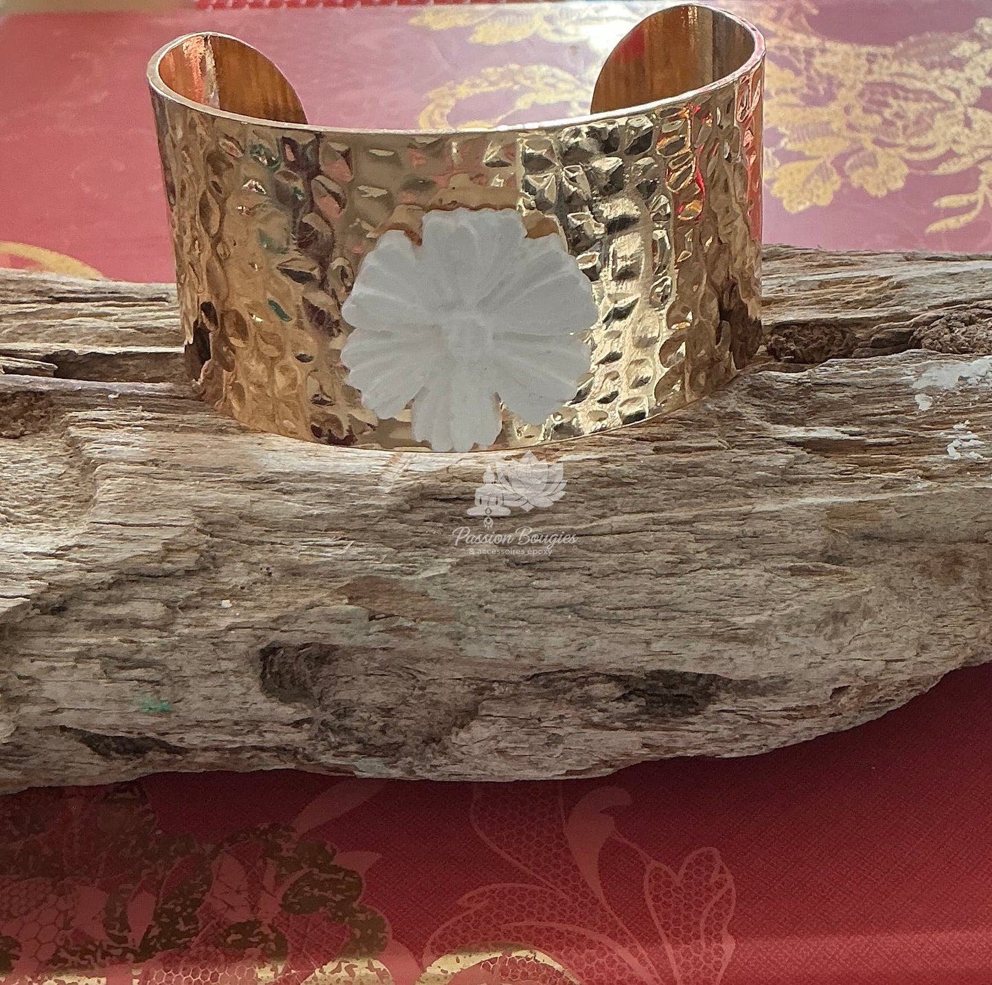 Bracelet grand jonc -  fleur marguerite