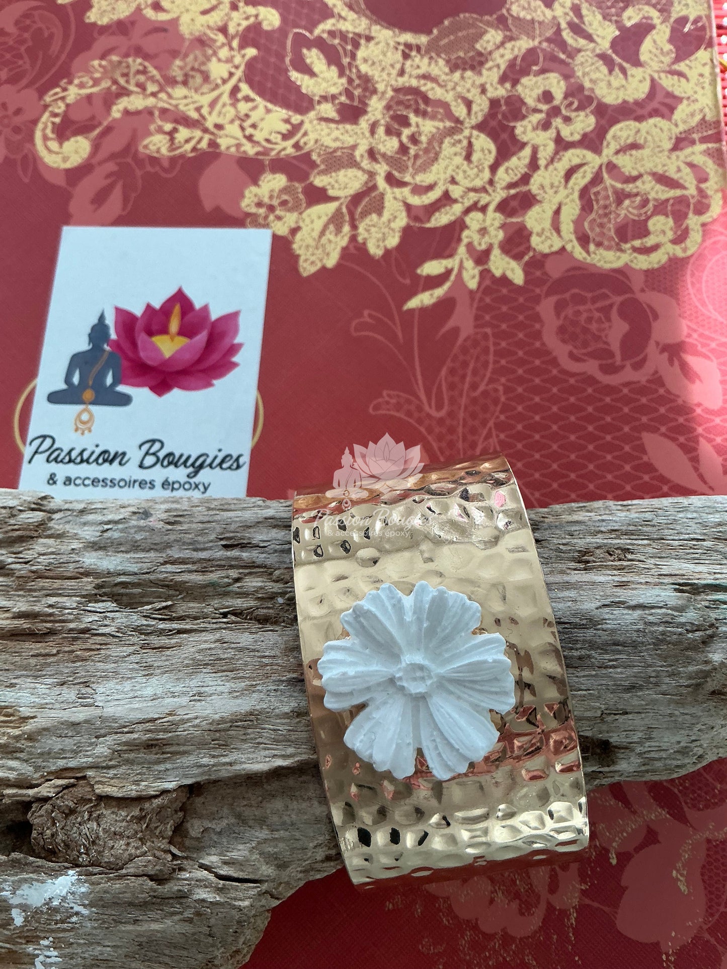 Bracelet grand jonc -  fleur marguerite