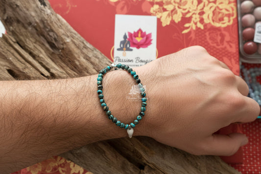 Bracelet homme en pierres de malachite
