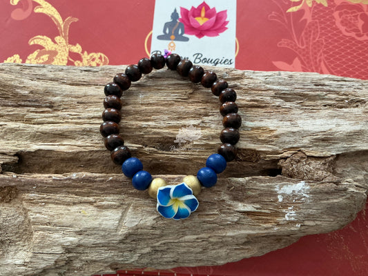 Bracelet en perles de bois fleur tahiti