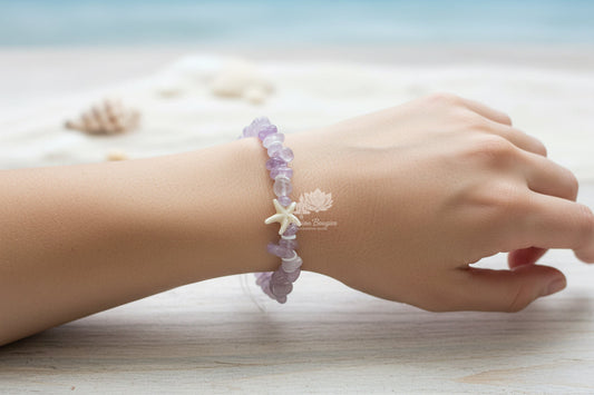 Bracelet en pierres d’améthyste lavande - étoile
