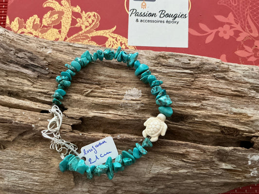 Bracelet en pierres de turquoise - tortue