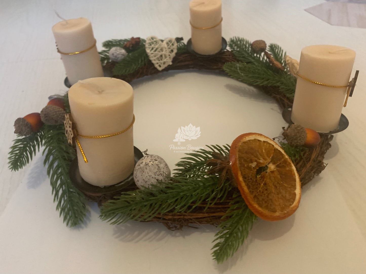Centre de table couronne à bougies