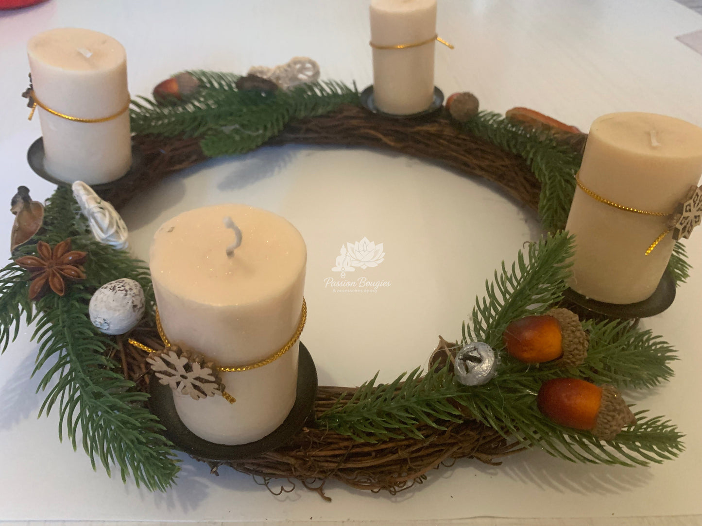 Centre de table couronne à bougies