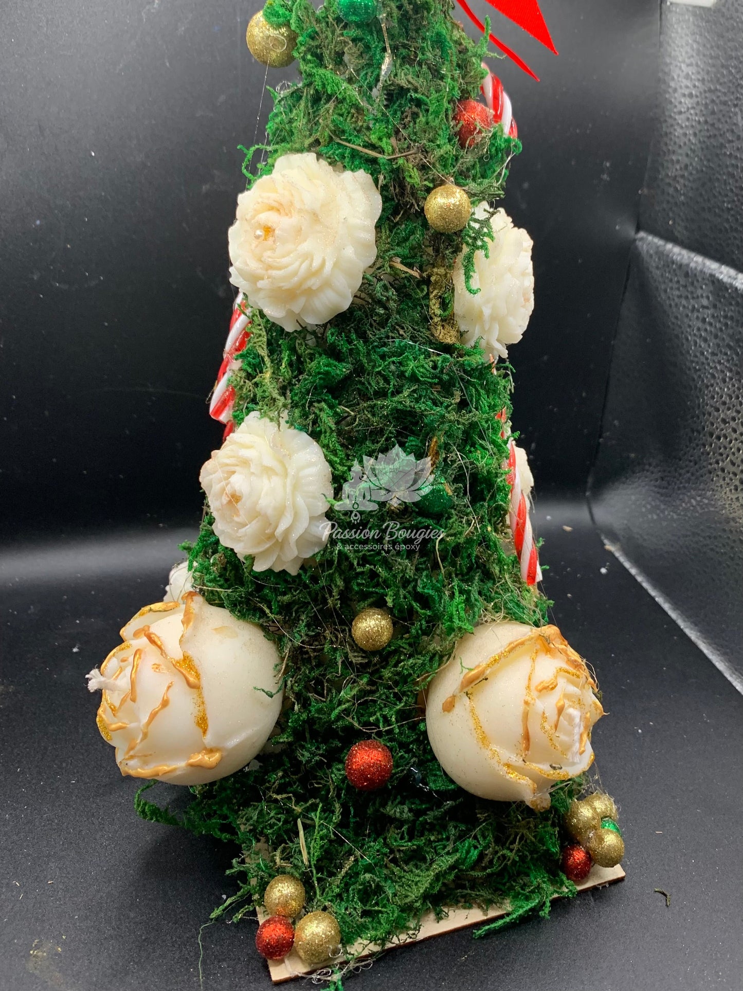 Centre de table sapin de Noël avec bougies