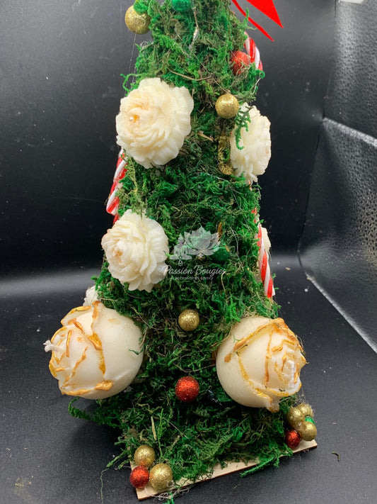 Centre de table sapin de Noël avec bougies