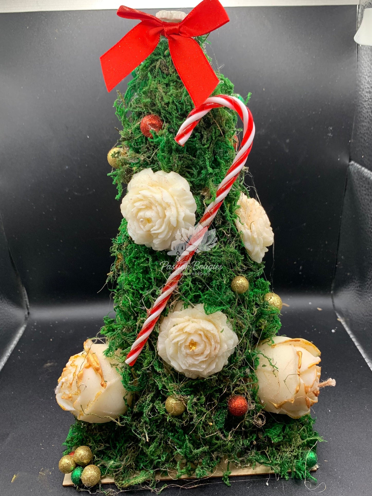Centre de table sapin de Noël avec bougies