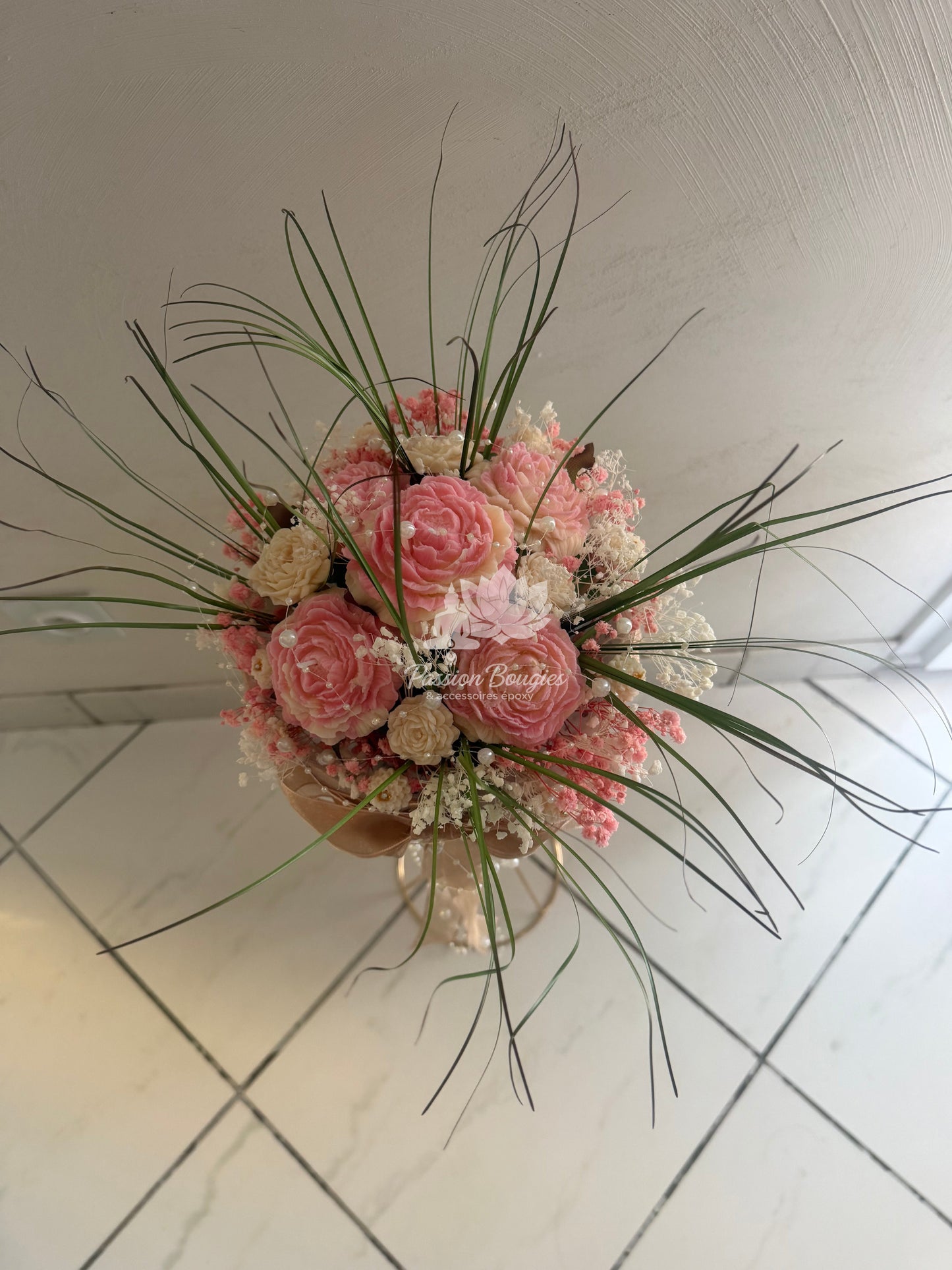 Chandelier de bougies en dôme « perlés »