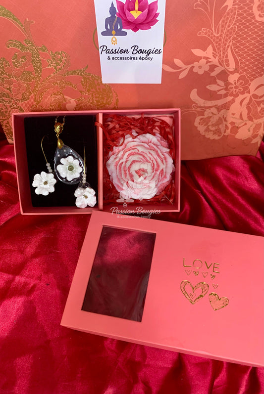 Coffret bijoux, bougie fleur