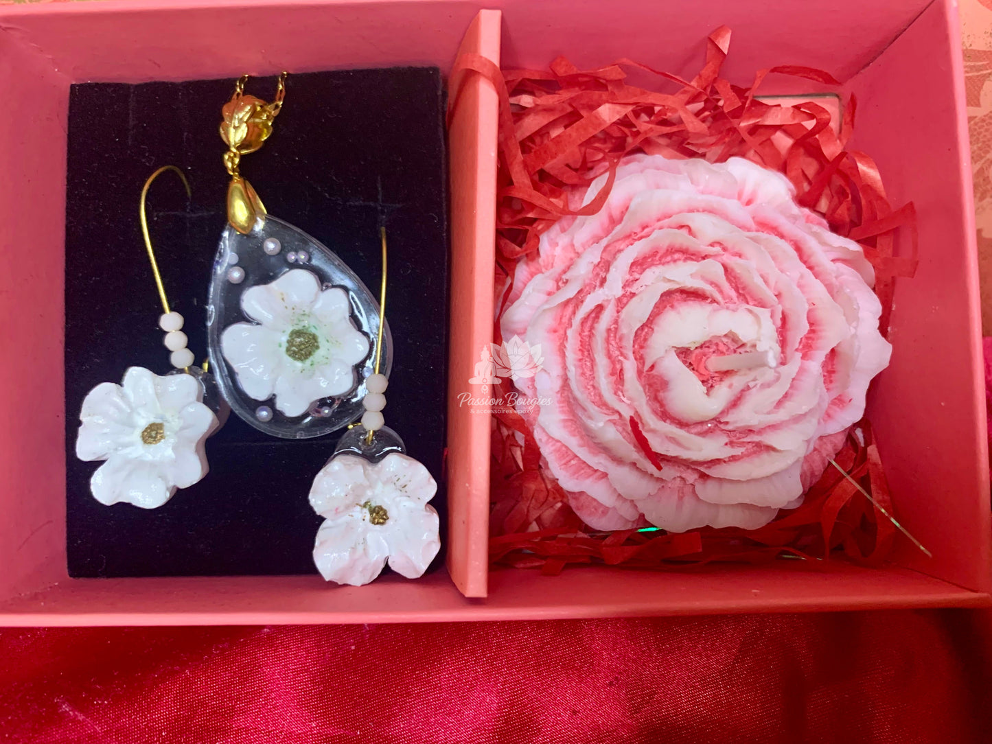 Coffret bijoux, bougie fleur