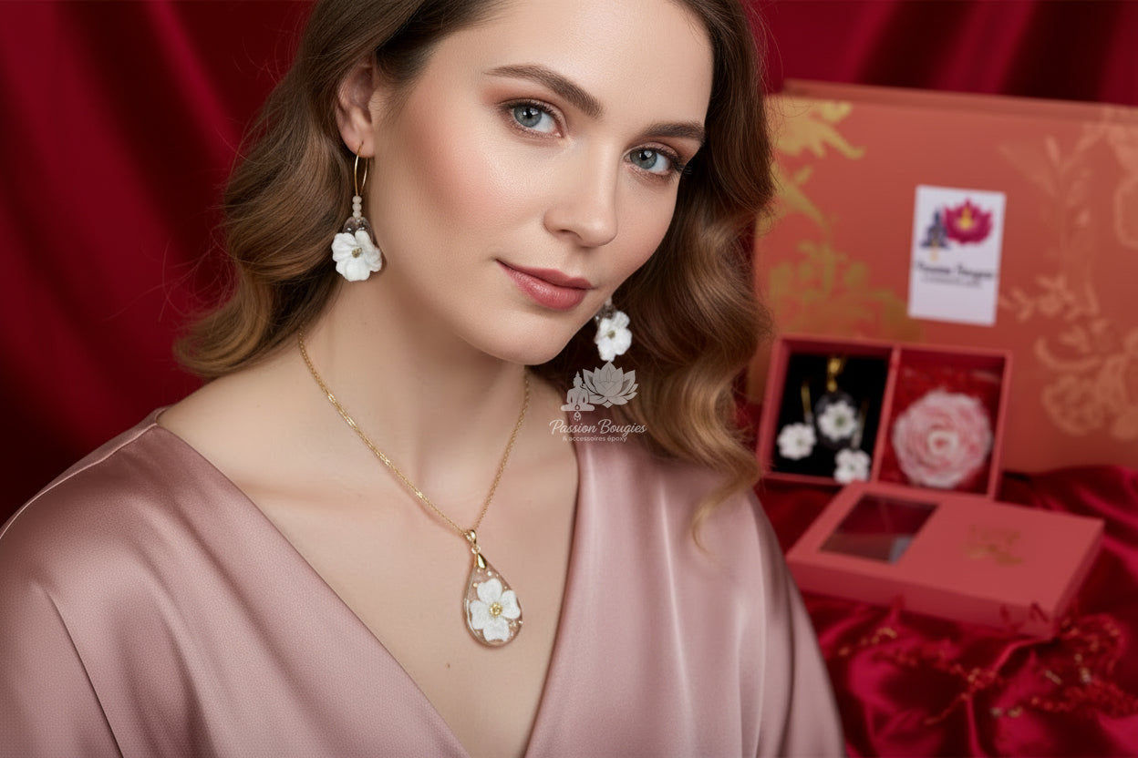 Coffret bijoux, bougie fleur