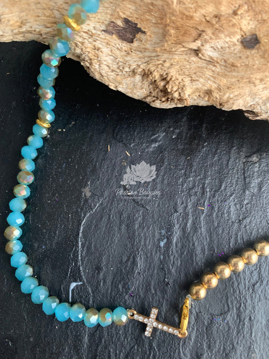 Collier bi couleur « la croix »