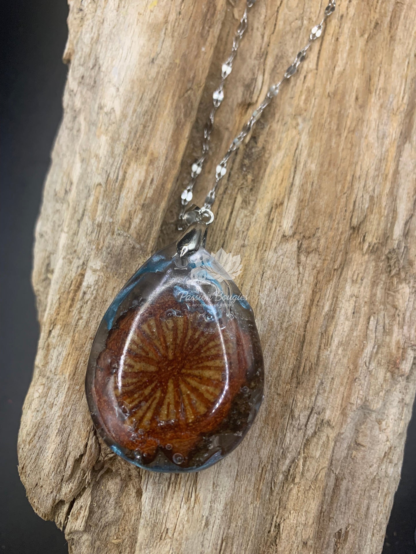 Collier Bois azur
