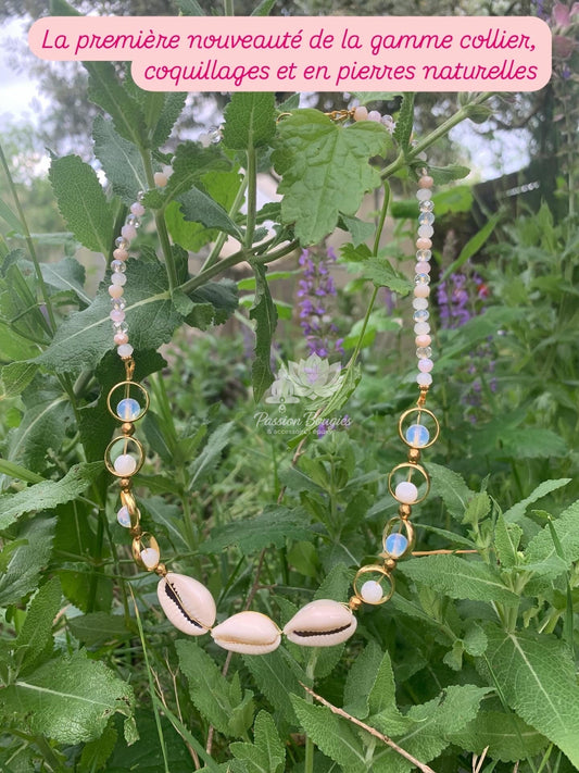 Collier coquillage et pierres naturelles