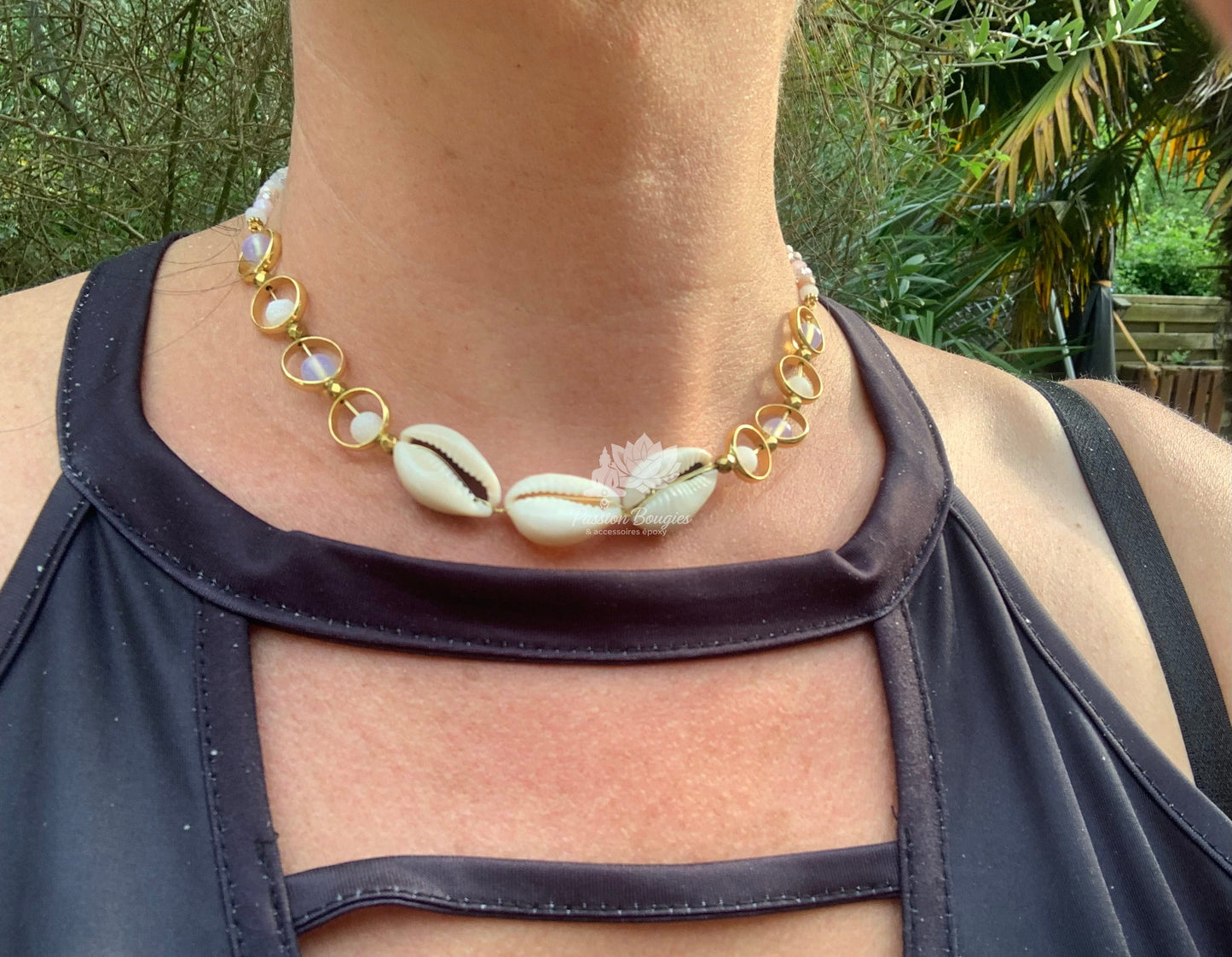 Collier coquillage et pierres naturelles