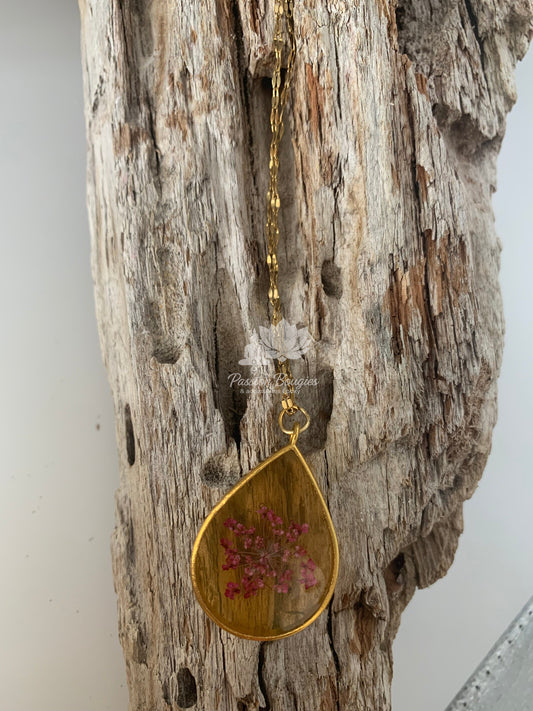 Collier goutte corail rose