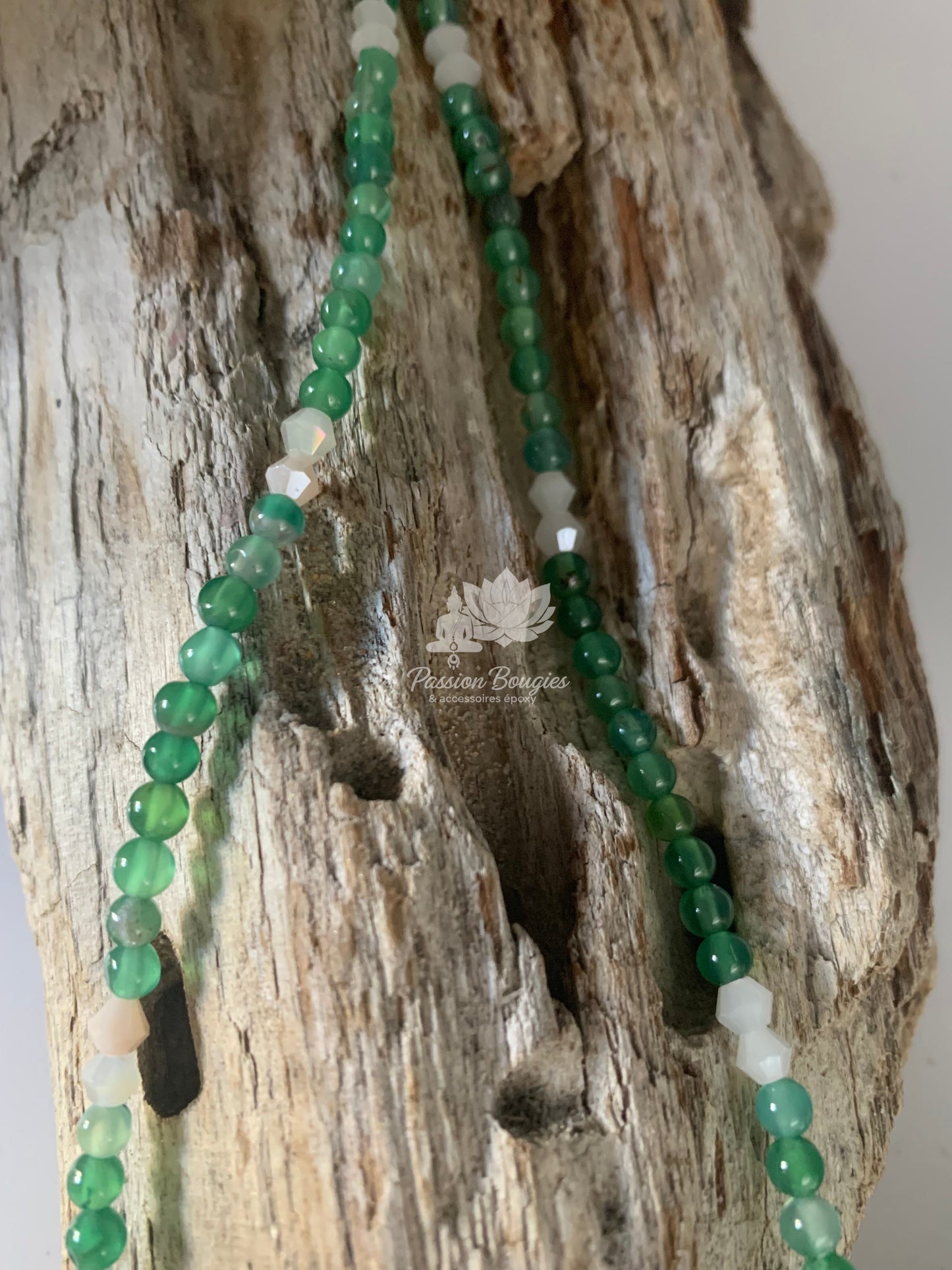 Collier pierres d’agate verte