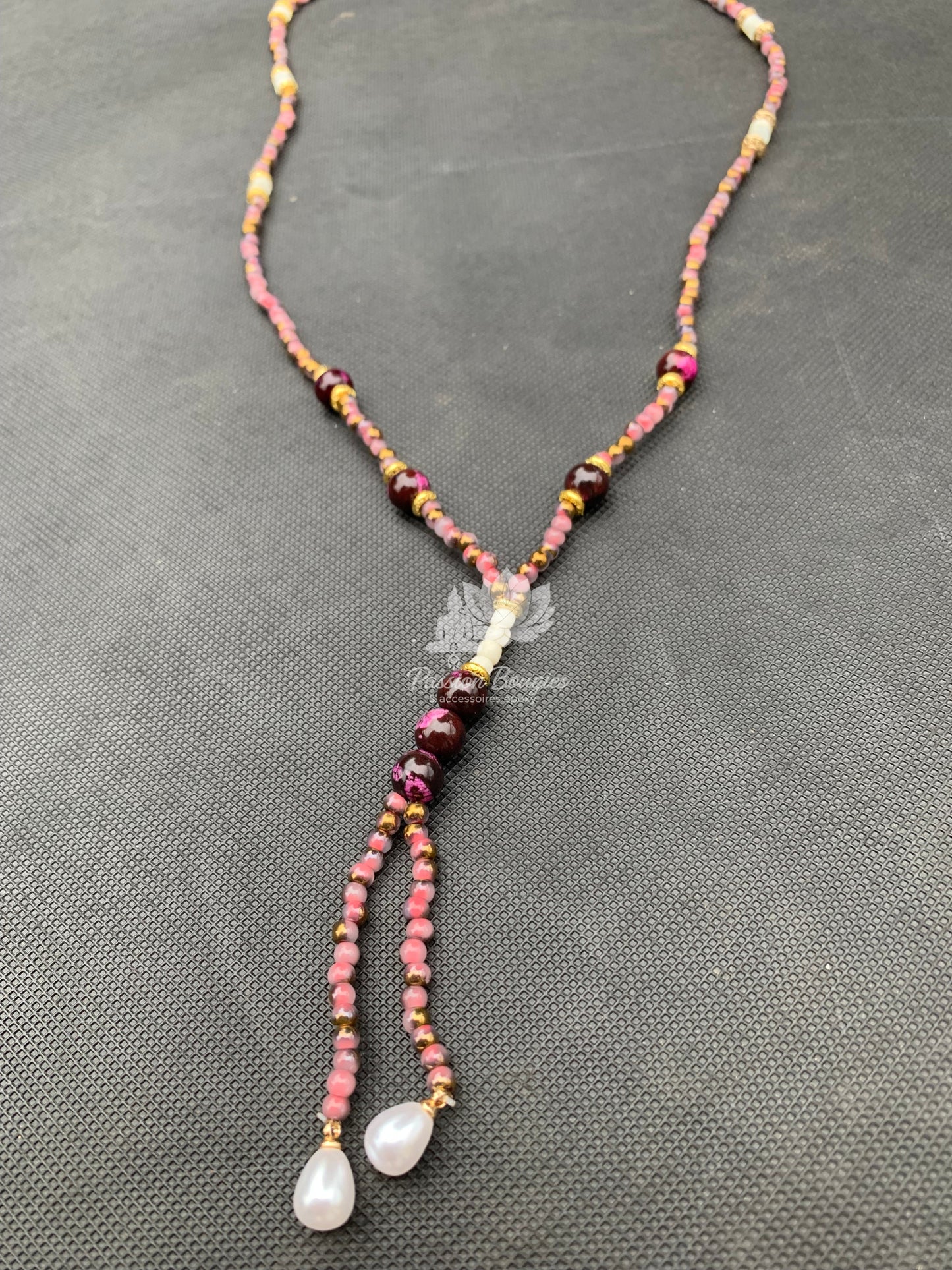 Collier sautoir en Jaspes impériales violines