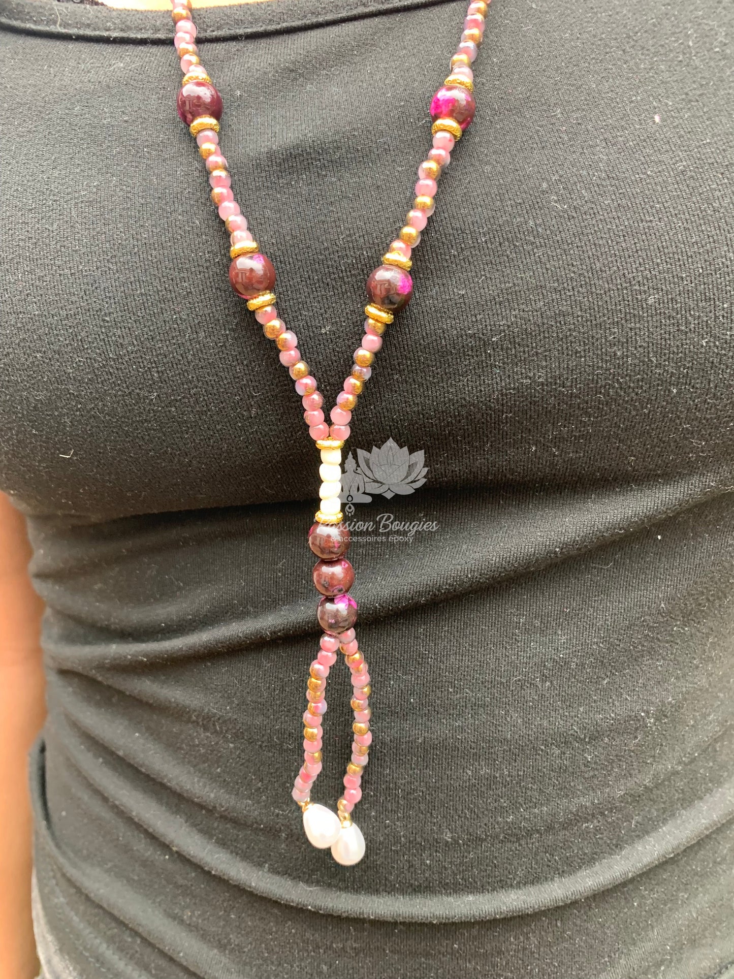 Collier sautoir en Jaspes impériales violines