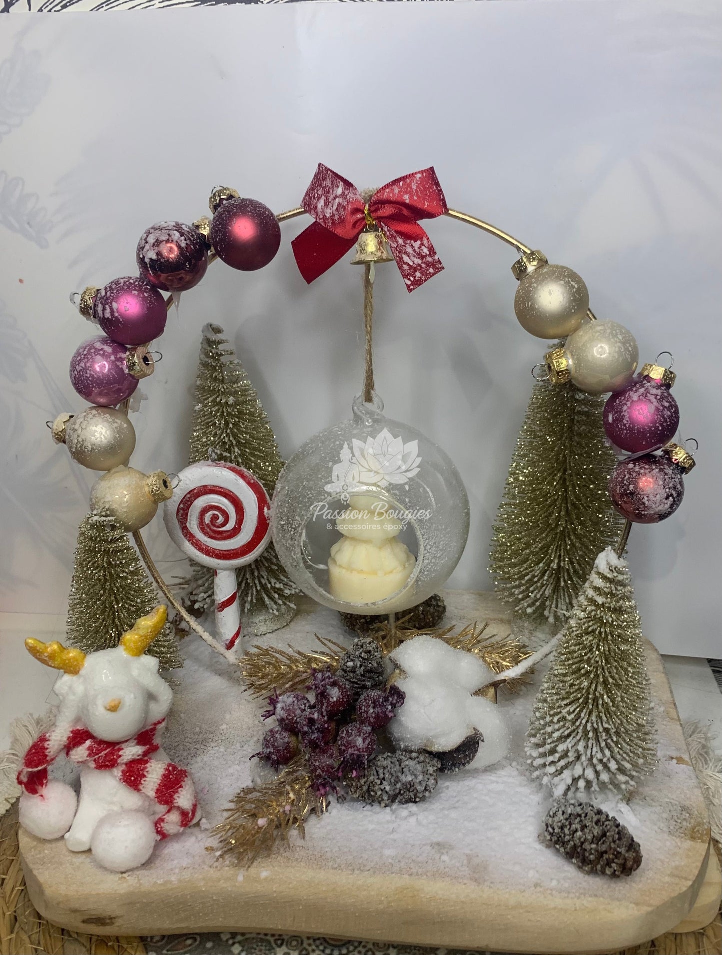 Composition village de  Noël cerf je n’entends pas