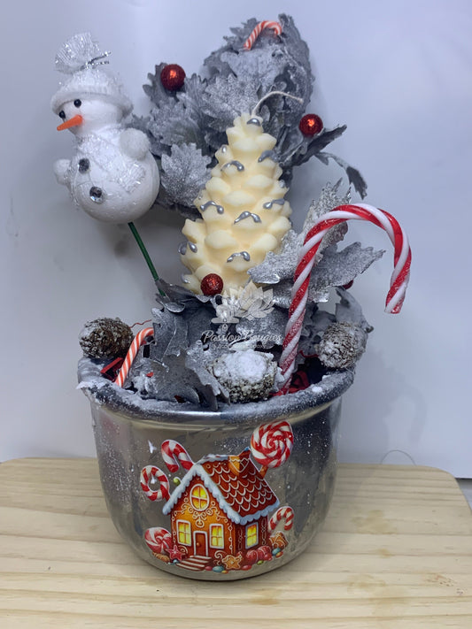 Compositions bouquet de Noël bonhomme de neige