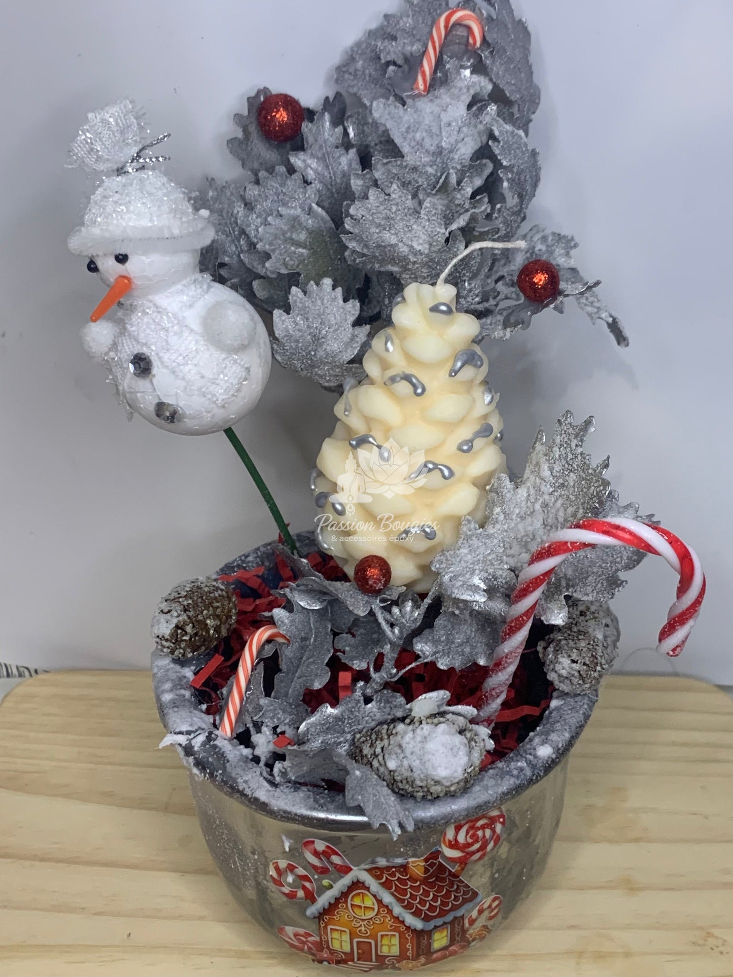Compositions bouquet de Noël bonhomme de neige